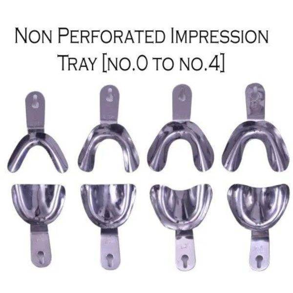 Non-Perforated Impression Steel Trays - Edentulous (8 Pcs)