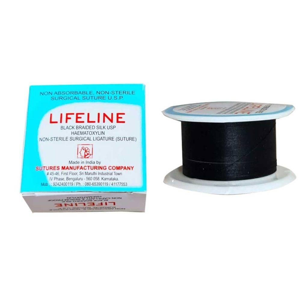 Lifeline Suture Thread 3-0 (Black Braided Silk) 10 Meters